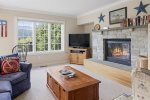 Large, Romantic Master suite with gas fireplace and Mountain Views